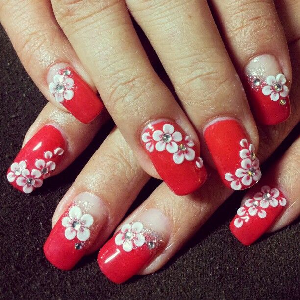 3D flower nail art design | 3d flower nails, Floral nails, Flower .