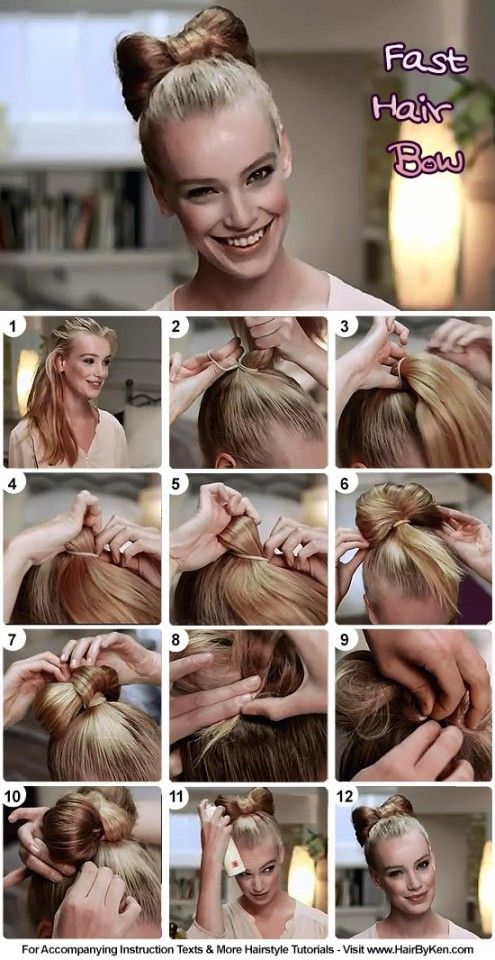 16 Ways to Make an Adorable Bow Hairstyle | Hair bow bun, Bun .