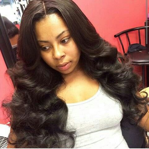 Middle part closure … | Curly hair sew in, Sew in hairstyles .