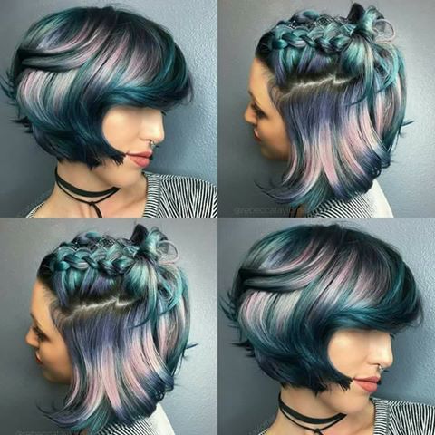 cool colored hair, gray, holographic | HAIR | Short hair styles .