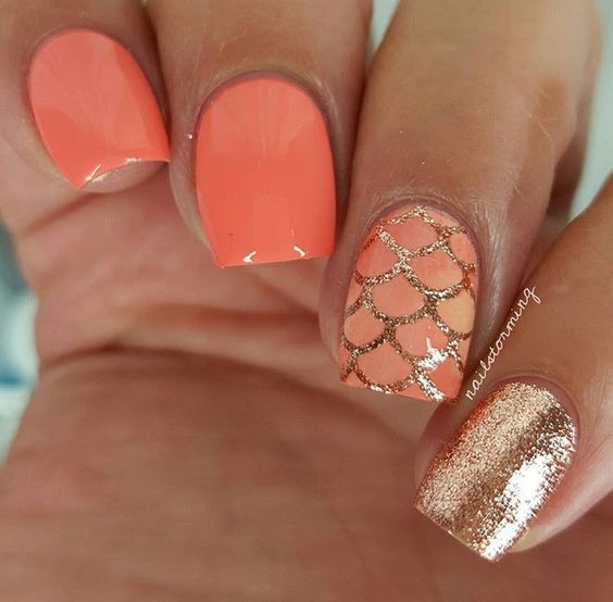 Coral | Awesome Spring Nails Design for Short Nails | Easy Summer .