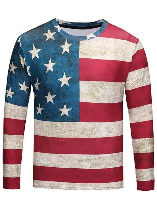 Distressed American Flag Print Tee - COLORMIX L | 3d t shirts .