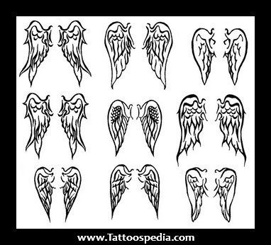 Small Angel Wing Tattoos Designs For Girls On Ba