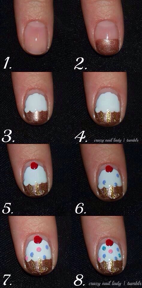 Easy Cupcake Nails Step By Step | Girls nails, Little girl nails .