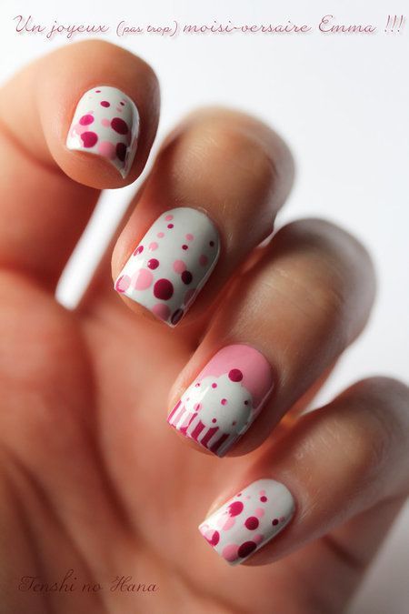 14 Awesome Cupcake Nail Art Designs for Girls | Roze nagel .