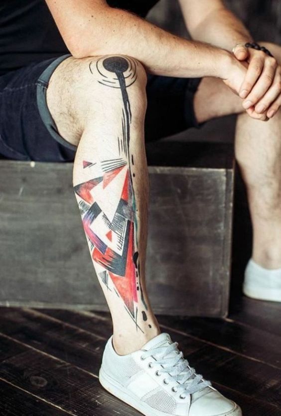 Trash polka inspired leg tattoo | www.otziapp.com | Cool tattoos .