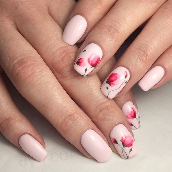 50 Beautiful Floral Nail Designs For Spring - Page 9 of 50 - Chic .