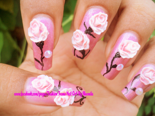 Real looking rose nail art design - Nail Art Design From CoolNailsA