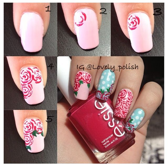 Rose nail art tutorial | Rose nail art, Rose nails, Nail art tutori
