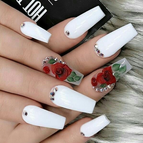 90+Unique and Beautiful Nail Art Designs | White acrylic nails .