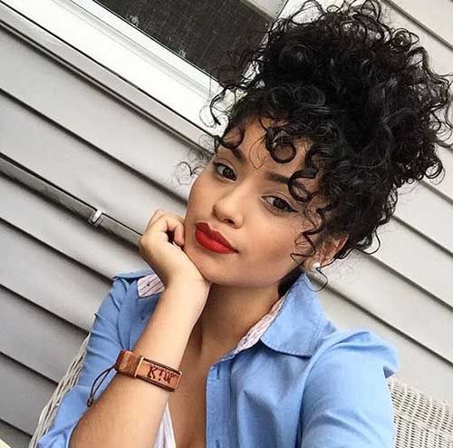 Chic Curly Bun Hairstyles | Cute curly hairstyles, Curly bun .