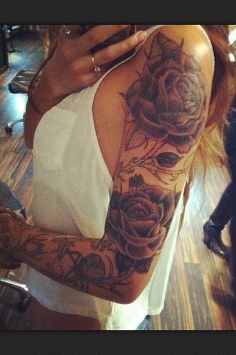 10 Best Flower Tattoos for Your Arms | Rose tattoo sleeve, Tattoos .