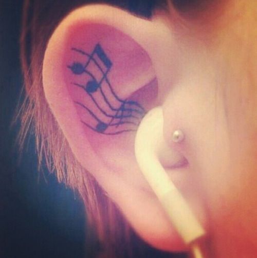 Music Note (inner ear) Tattoo | Ear tattoo, Inner ear tatt