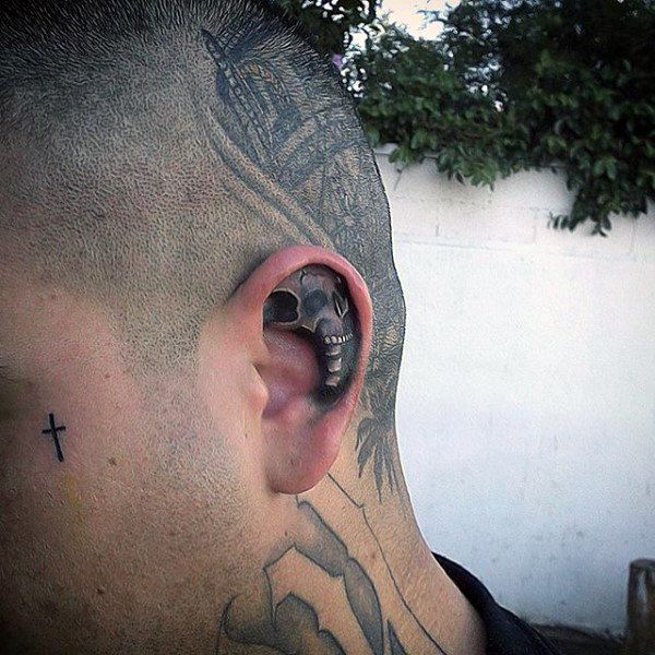 100 Ear Tattoos For Men - Inner And Outer Design Ideas | Inner ear .