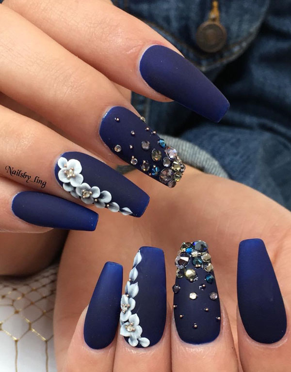 67 Stunning Dark Blue Nail Designs | Xuzinuo | Page
