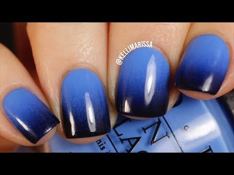 DIY Blue to Black Gradient Nail Art Design (easy!) || KELLI .