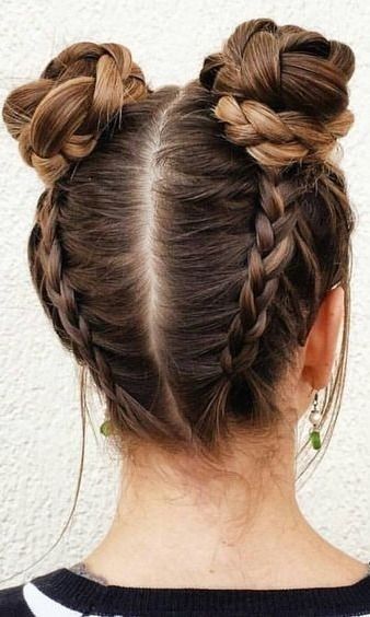 Wraparound Braided Buns | Cool hairstyles for girls, Pretty .