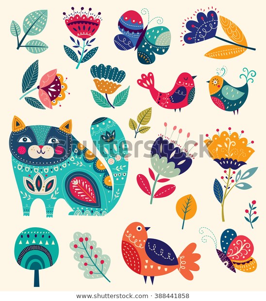 Vector Collection Bright Colors Spring Summer Stock Vector .