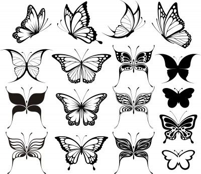 Black And White Butterfly Tattoo Desig