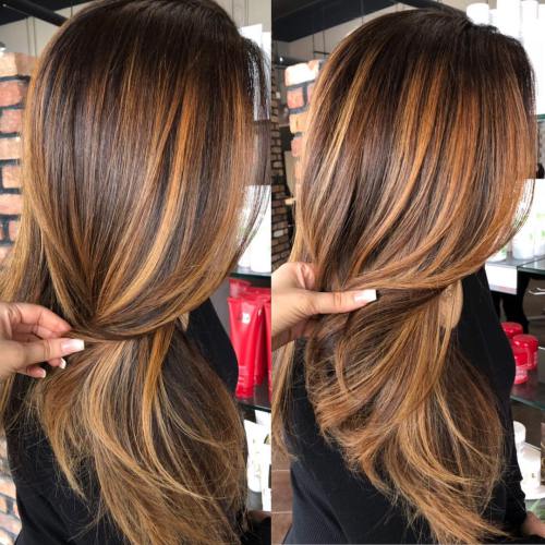 Caramel Highlighted Hairstyles