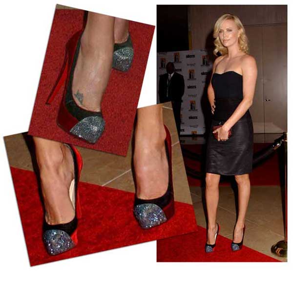Celebrity Shoes: Charlize Theron in Christian Louboutin platform .