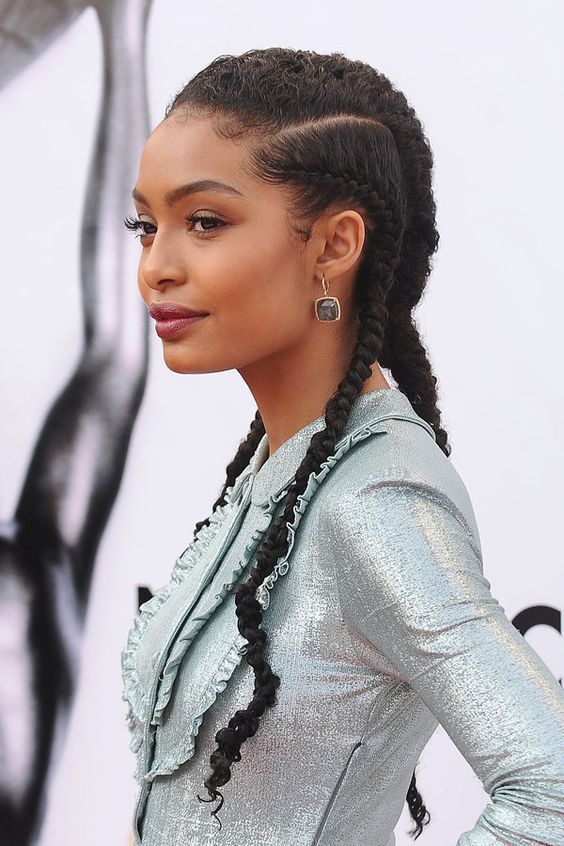 Celebrities with Natural Hair | Cool braid hairstyles, Natural .