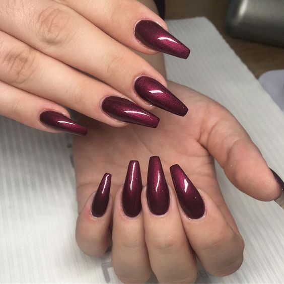 45 Simple and Charming Wine Red Nail Art Designs | Wine nails .