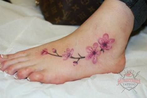 cherry blossom tattoos feet - Google Search | Blossom tattoo, Foot .