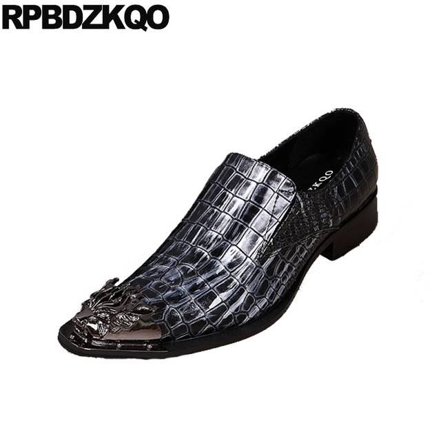 Nice Alligator Men Dress Shoes With Metal Tips Chic High Heel .