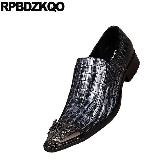 Nice Alligator Men Dress Shoes With Metal Tips Chic High Heel .