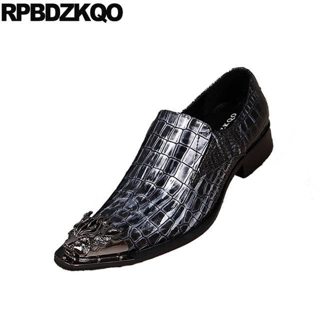 Nice Alligator Men Dress Shoes With Metal Tips Chic High Heel .