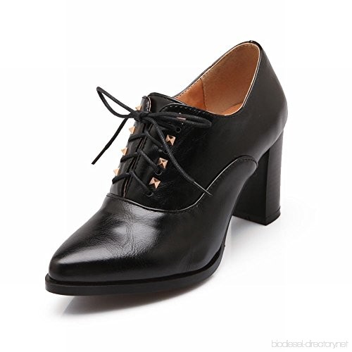 Carol Shoes Retro Women's Lace-up Studded Pointed-toe Chic High .