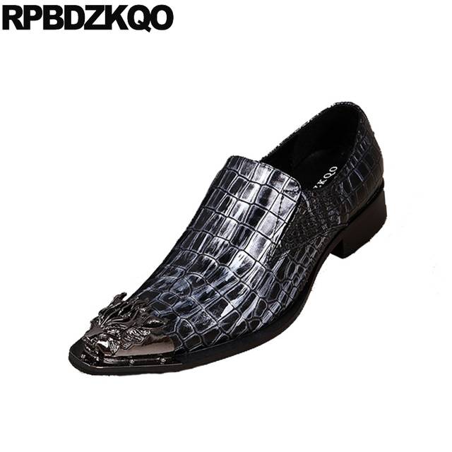 Nice Alligator Men Dress Shoes With Metal Tips Chic High Heel .