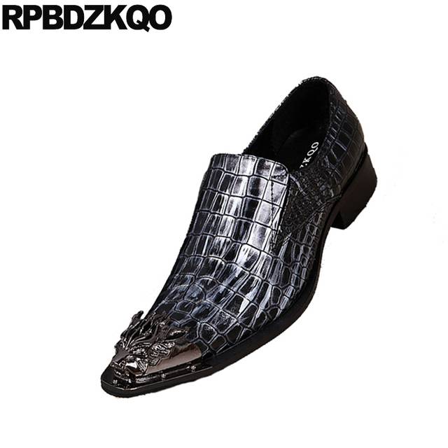 Nice Alligator Men Dress Shoes With Metal Tips Chic High Heel .