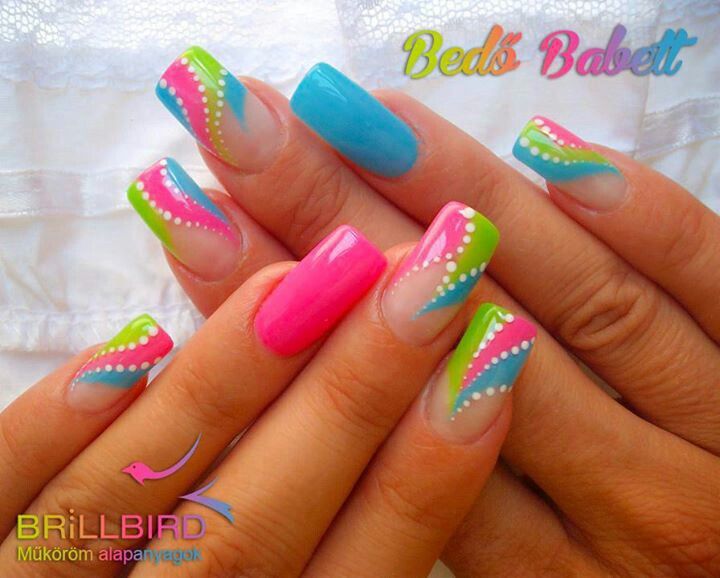 Nail art | Neon nail art, Bright summer nails desig