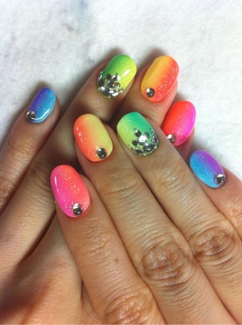 Chic Neon Nail Arts for Everyday | bomb nails | Rainbow nails .