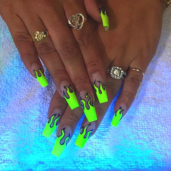 neon-flame-nail-art-design | Ecemel