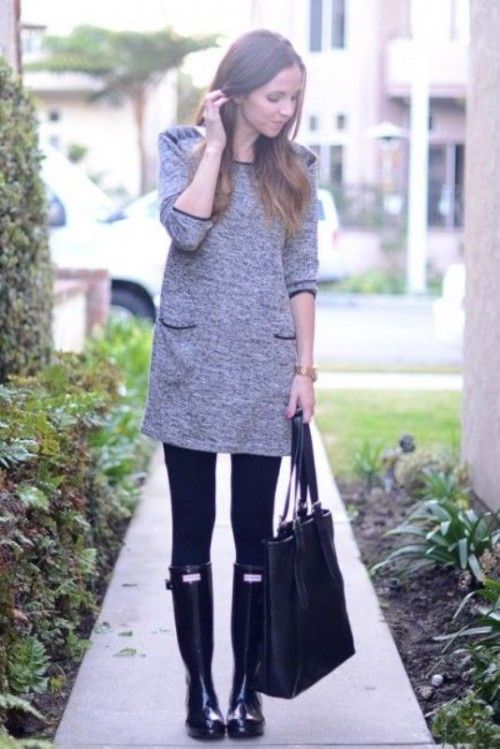 15 Chic Ways To Wear Rain Boots This Fall | Rainboots outfit .