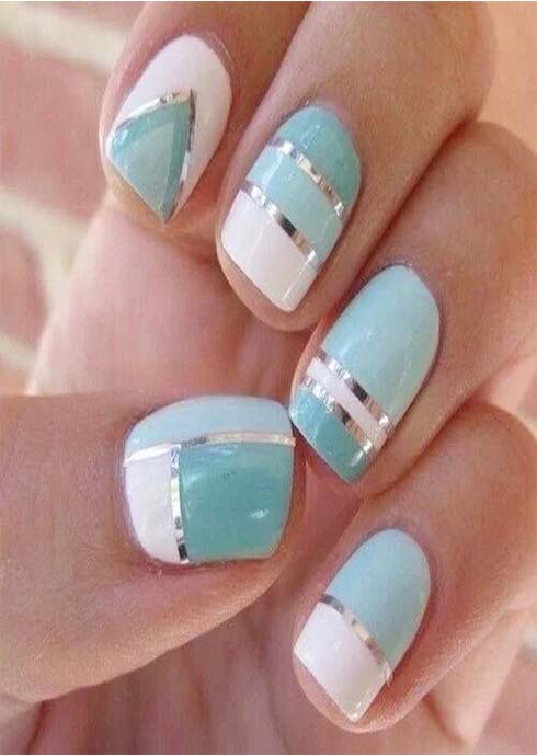 Pastel Color Block Nail Art images 20