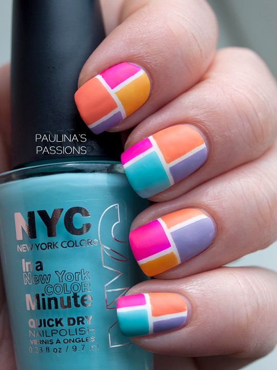 Color Block Nail Art with Striping Tape | Color block nails, Diy .