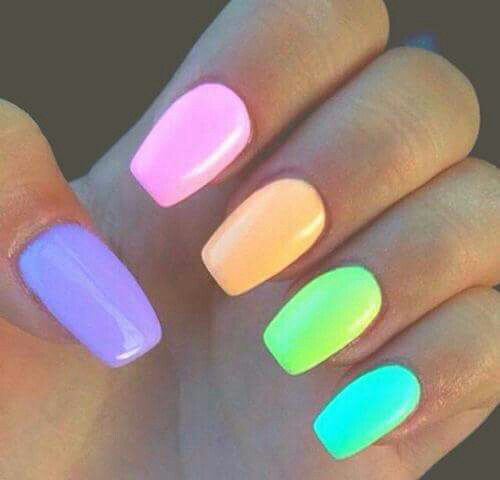 Bright colorful nails. Perfect for spring or any time of the year .