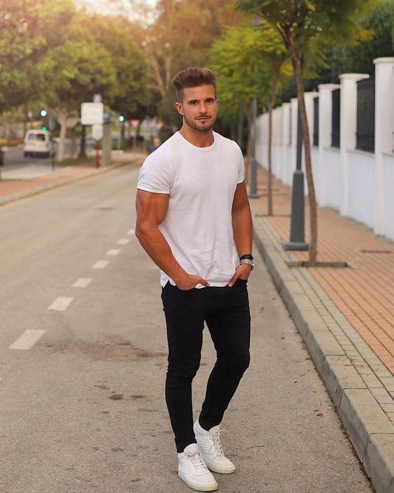 Simple black and white combo for the summer with black denim white .