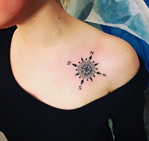 110 Best Compass Tattoo Designs, Ideas and Images | Small shoulder .