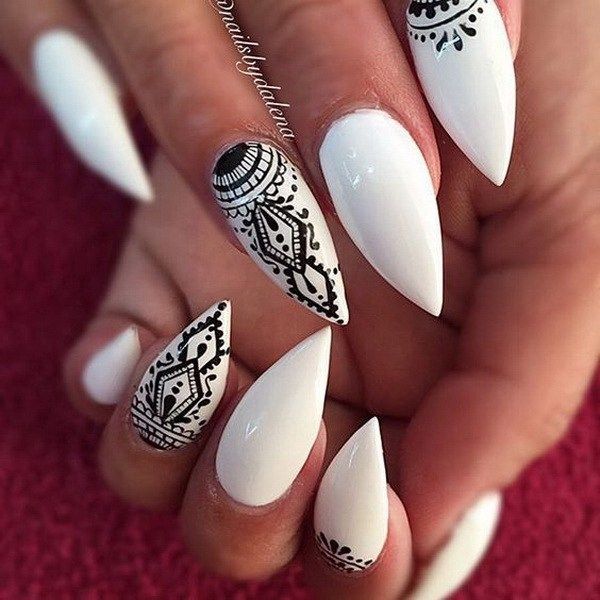 30 Stylish Black & White Nail Art Designs | Almond nails designs .