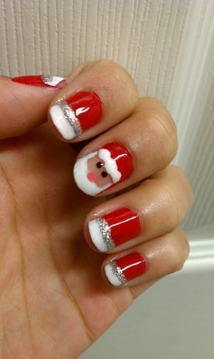 Super Cute Festive Christmas Nails (With images) | Santa nails .