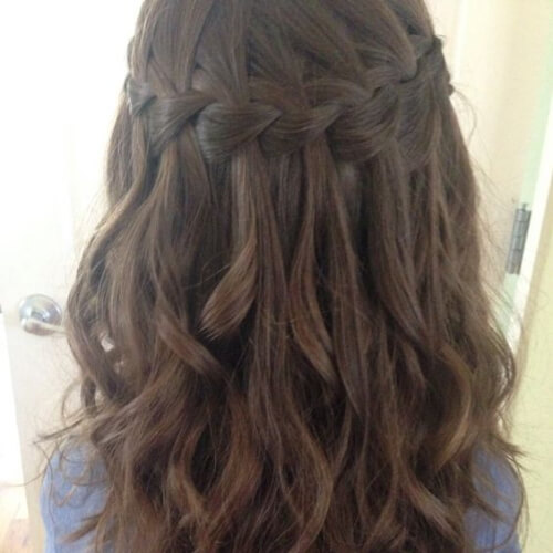 50 Free Flowing & Captivating Waterfall Braid with Curls | Hair .