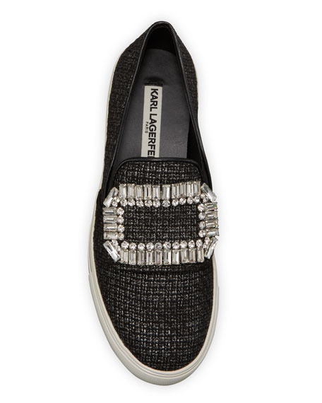 Karl Lagerfeld Paris Ermine Crystal Embellished Slip-On Sneake