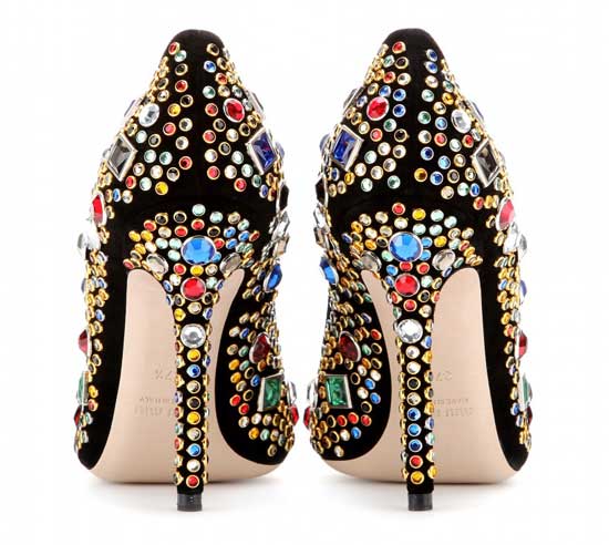 What to wear with crystal embellished shoes | Miu Miu black pumps .