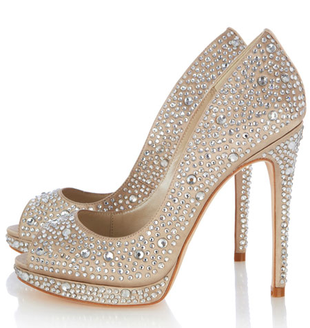 Karen Millen limited edition crystal embellished peep toes .
