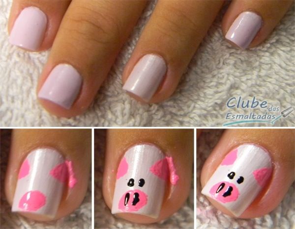 Pig nails. Thinking about doing this in black and pink for our .